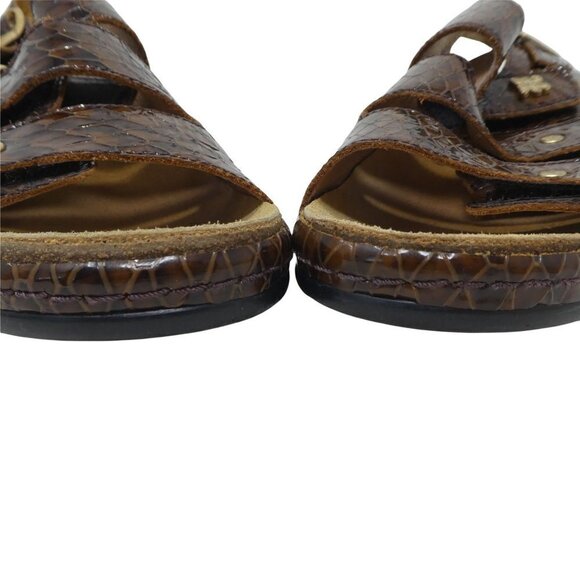 Helle Comfort Thandie Sandals Womens EU 38 US 8 Brown Croc Print Leather Open To - Picture 7 of 12